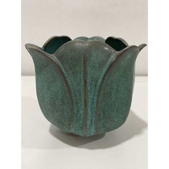 Andersen Design Studios Pottery Maine Vintage Tulip Vase in Verdigris RARE - Picture 6 of 11
